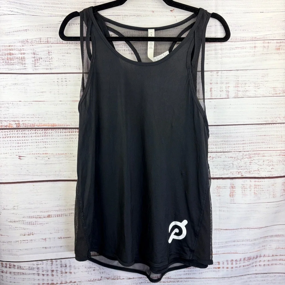 Lululemon x Peloton Black Mesh In Motion Racerback Tank Top Size 12 Tank